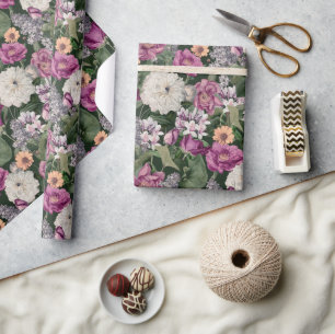 Papier Cadeau Élégant Fleur sauvage floral violet