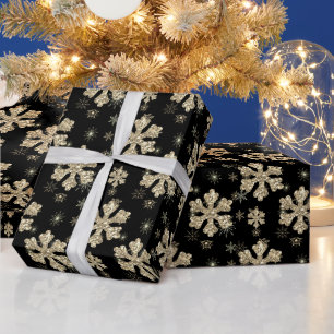 Papier Cadeau Élégant flocon de neige Black Gold
