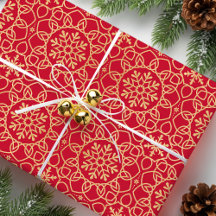 Élégant flocon de neige de Noël Faux Gold Red