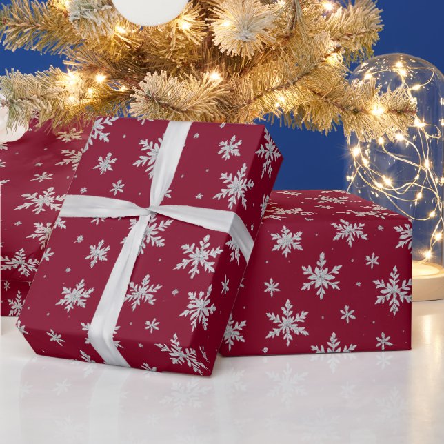 Papier Cadeau Élégant flocon de neige en argent | Vacances d'hiv (Vacances)