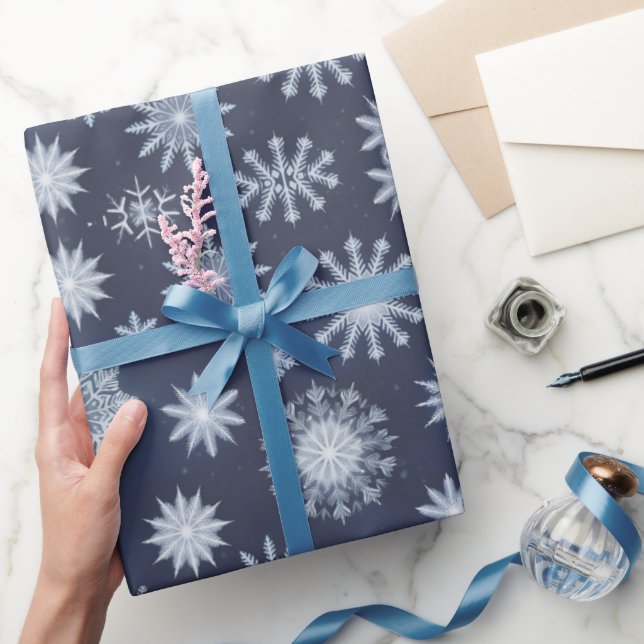 Papier Cadeau Élégant flocon de neige Noël papier d'enveloppemen (Cadeaux)