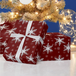 Papier Cadeau Élégant flocon rouge de Noël