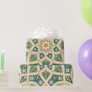 Papier Cadeau Élégant floral islamique vert or