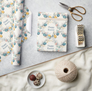 Papier Cadeau Elégant Floral Joyeux Pâques