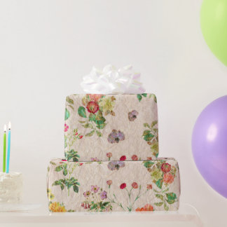Papier Cadeau Élégant floral romantique rose Mariage Fleur sauva