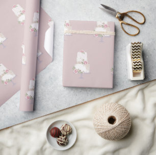 Papier Cadeau Elégant gâteau rose à trois niveaux
