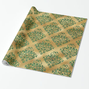 Papier Cadeau Elégant Glam Gold Parties scintillant vert étincel