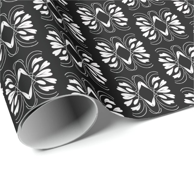 Papier Cadeau Élégant Glam Noir et Blanc Flair Toutes les occasi (Coin rond)