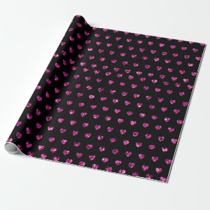 Papier Cadeau Élégant Glam Pink Gem Hearts Romantique Valentine