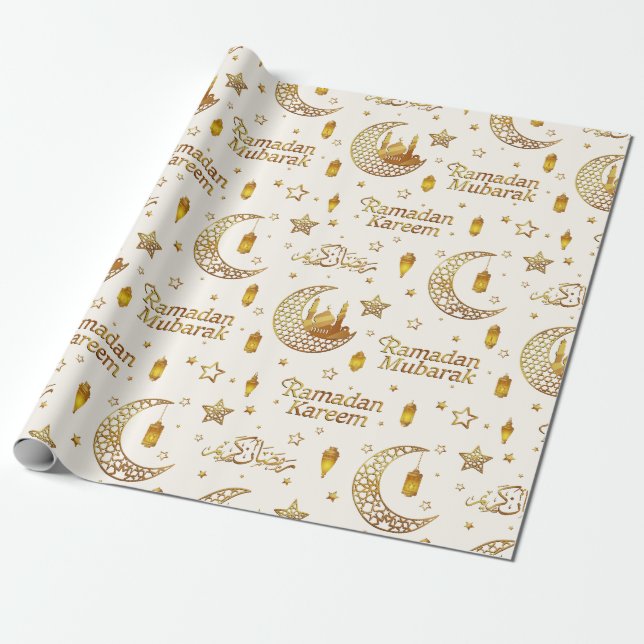 Papier Cadeau Elegant Gold Ramadan Greeting Arabic Calligraphy (Déroulé)