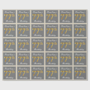 Papier Cadeau Élégant, gris, anniversaire d'or de Faux