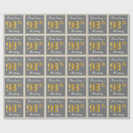 Papier Cadeau Elégant, gris, Faux Gold 98ème anniversaire + Nom