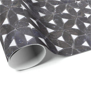 Papier Cadeau élégant Gris Mosaïque fleur de vie Carrelage motif
