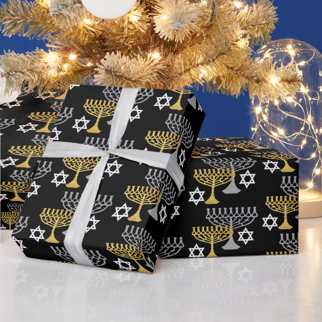 Papier Cadeau Elégant Hanoukka Holiday Motif Gold (Vacances)