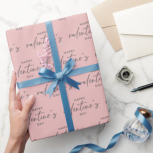 Papier Cadeau Élégant Heureuse Sainte-Valentin rose pâle