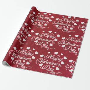Papier Cadeau Élégant Heureuse Sainte-Valentin rouge Parties sci