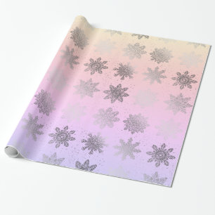 Papier Cadeau Élégant hologramme motif de flocon de Noël