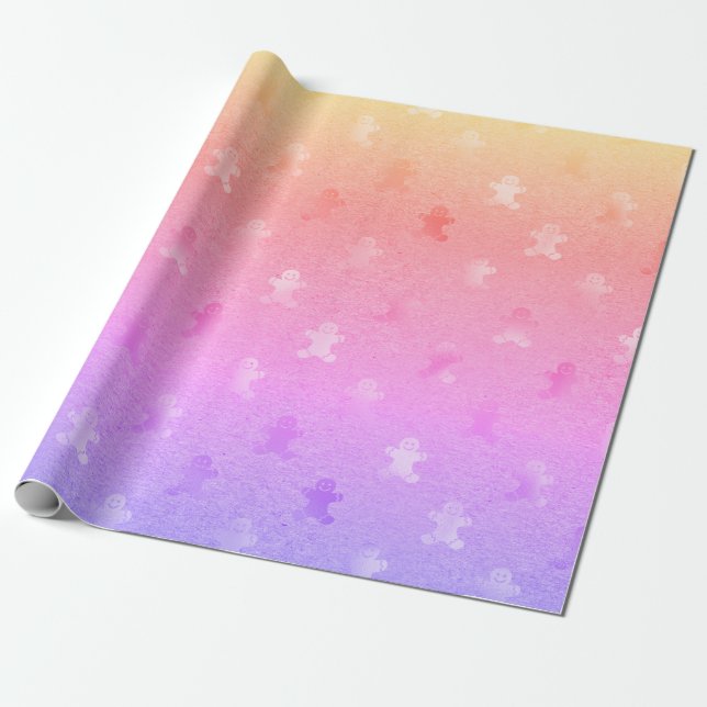 Papier Cadeau Élégant holographe homme en pain d'épice de Noël (Déroulé)