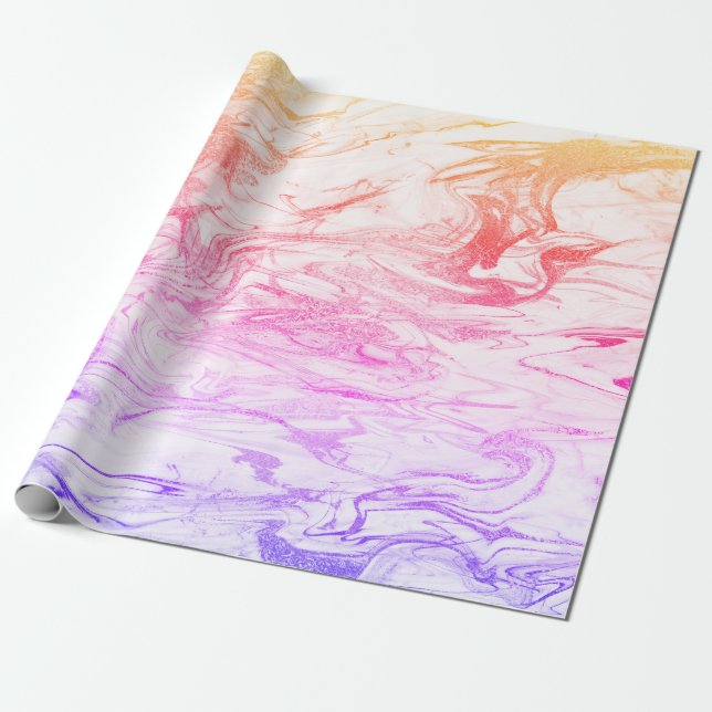 Papier Cadeau Élégant holographe moderne en marbre blanc (Déroulé)