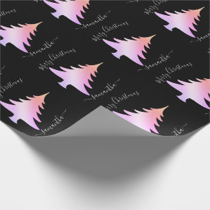 Papier Cadeau Élégant holographe motif de sapin de Noël
