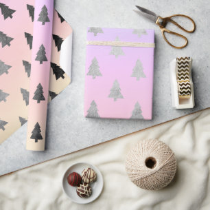 Papier Cadeau Élégant holographe motif de sapin de Noël