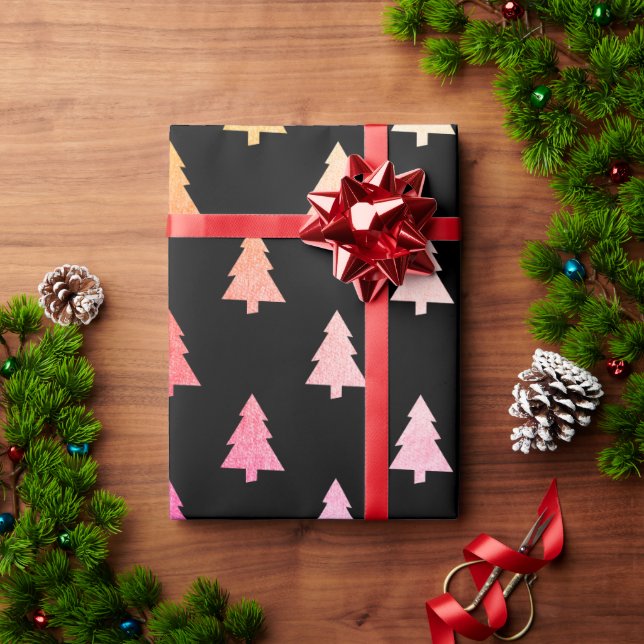 Papier Cadeau Élégant holographe motif de sapin de Noël (Cadeau de vacances)
