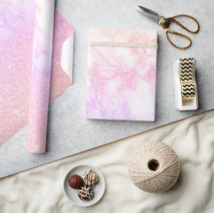 Papier Cadeau Élégant holographique rose or parties scintillan