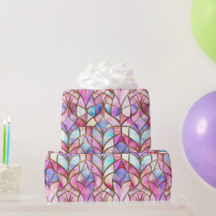 Papier Cadeau Élégant Iridescente rose Faux Motif en verre tendu