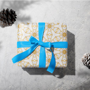 Papier Cadeau Élégant ivoire et doré flocon de neige Noël