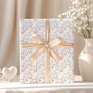 Papier Cadeau Elégant Jardin des papillons Fleurs sauvages