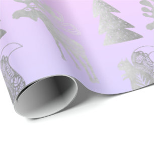 Papier Cadeau Élégant joli motif de Noël argenté