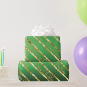 Papier Cadeau Élégant Joyeux Noël Vert Or