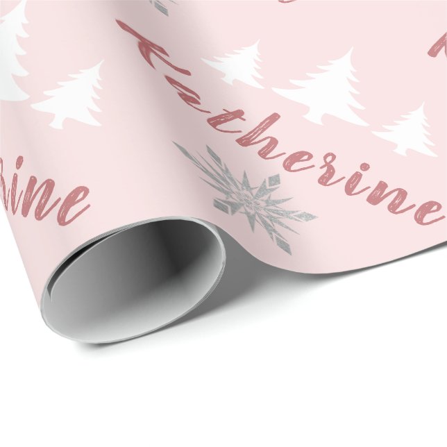 Papier Cadeau Élégant Joyeux Snowflakes de Noël Personnalisé (Coin rond)