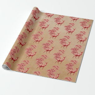 Papier Cadeau Elégant Kraft papier Red Deer en forêt