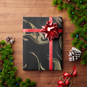 Papier Cadeau Elégant look moderne cuivre or noir marbre