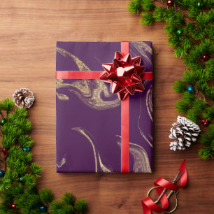 Papier Cadeau Elégant look moderne cuivre or violet marbre