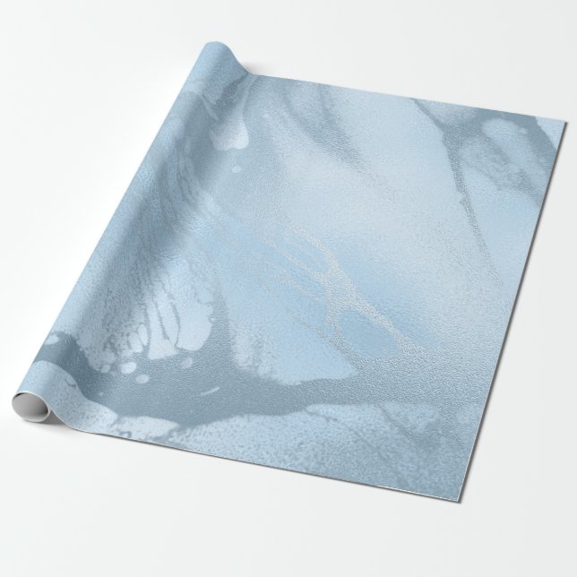 Papier Cadeau Élégant marbre bleu frais et moderne (Déroulé)