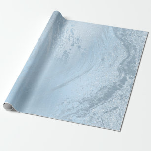 Papier Cadeau Elégant marbre de parties scintillant bleu modern