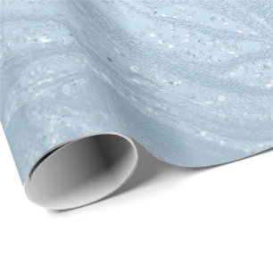Papier Cadeau Elégant marbre de parties scintillant bleu moderne