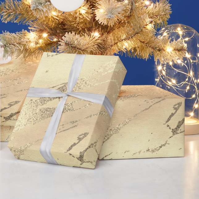 Papier Cadeau Élégant marbre doré moderne (Vacances)