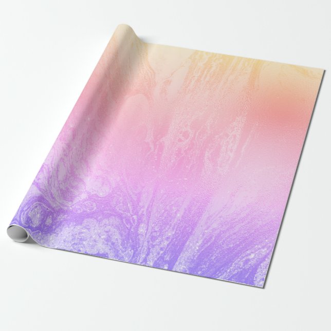 Papier Cadeau Élégant marbre holographique moderne (Déroulé)