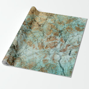 Papier Cadeau Elégant marbre Jade et Parties scintillant d'or Fa
