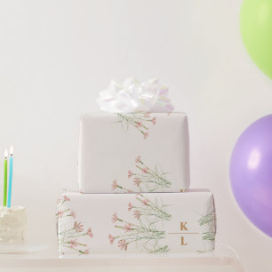 Papier Cadeau Élégant Mariage Fleur Sauvage Charme