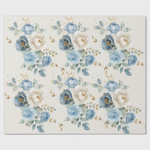 Papier Cadeau Élégant mariage rose bleue poussiéreuse et crème 