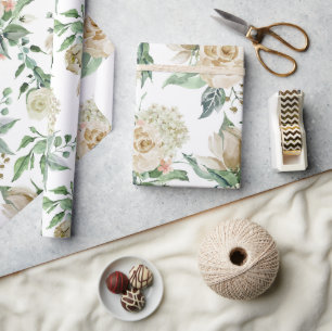 Papier Cadeau Élégant Mariage végétal à la crème