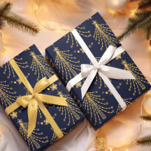 Elégant Marine Bleu Or Noël Arbre étoile Motif