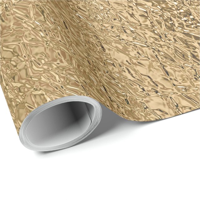 Papier Cadeau Elégant métal or texturé (Coin rond)