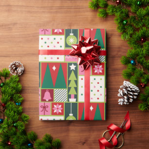 Papier Cadeau Élégant mignon coloré Éléments de Noël Cadeau