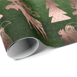 Papier Cadeau Élégant mignon rose en cuivre motif de Noël