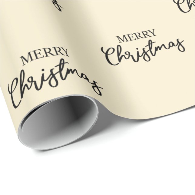 Papier Cadeau Élégant minimal or Noir Joyeux Noël   (Coin rond)